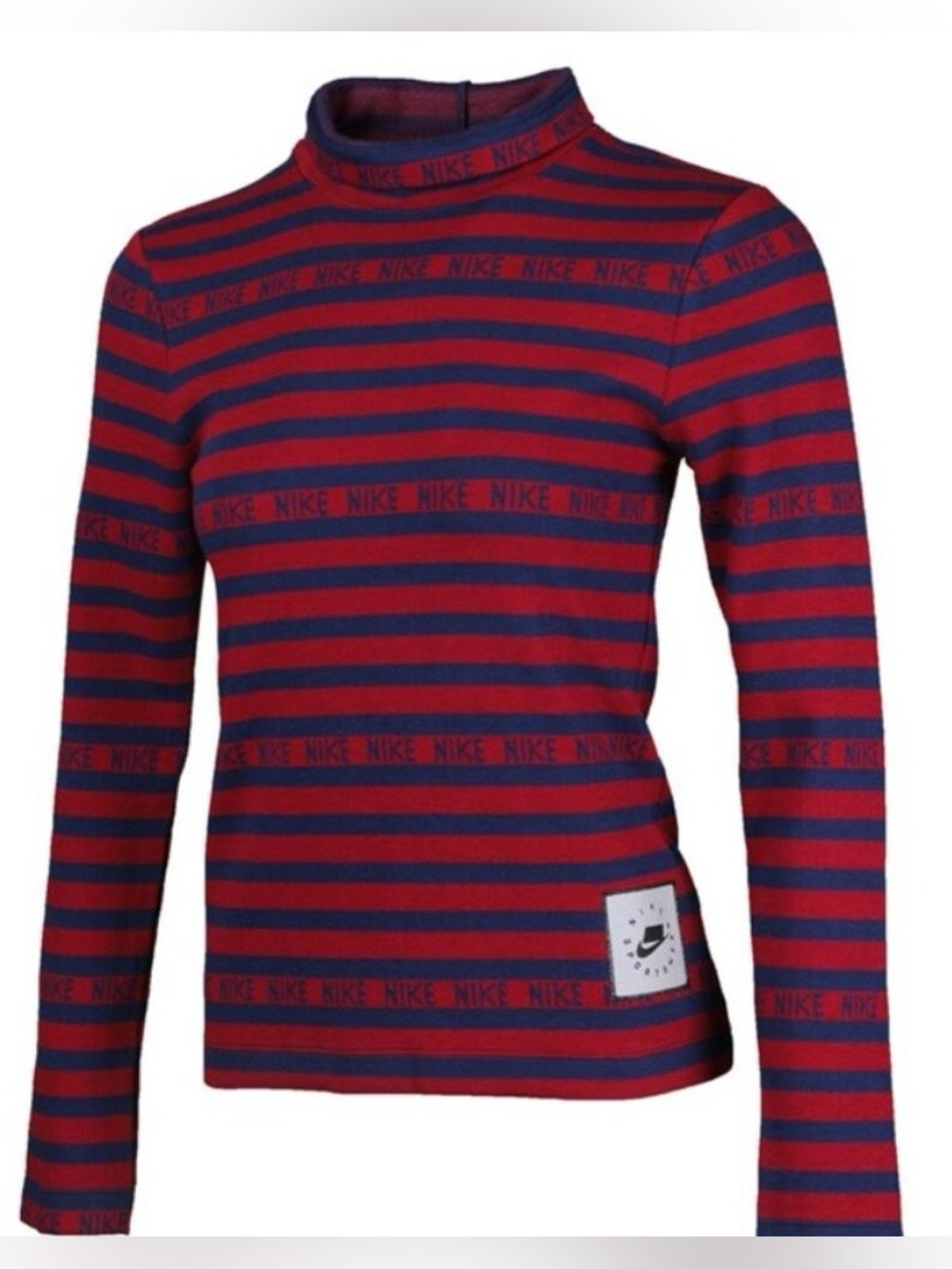 Nike Knit Red and Navy Striped Mockneck Top Size Small